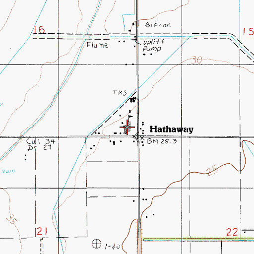 Topographic Map of Hathaway High School, LA