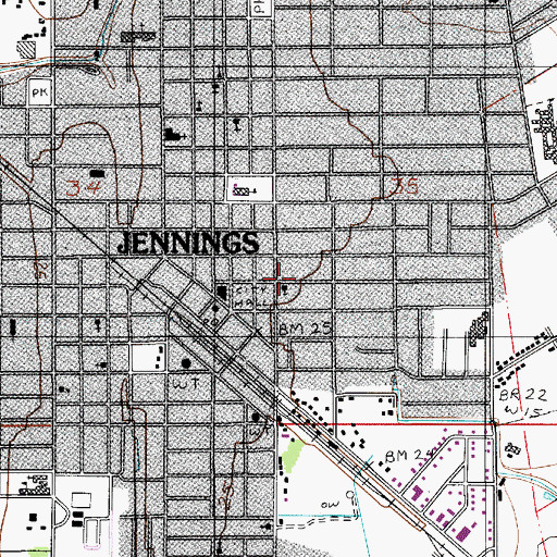 Topographic Map of Immanuel Lutheran Church, LA