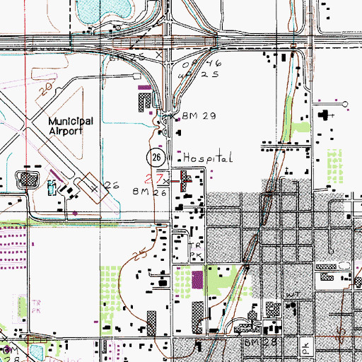 Topographic Map of Jennings American Legion Hospital, LA