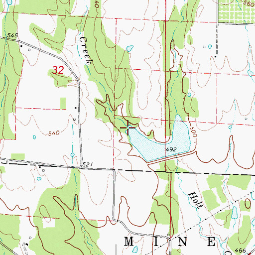 Topographic Map of Sanford Creek, AR