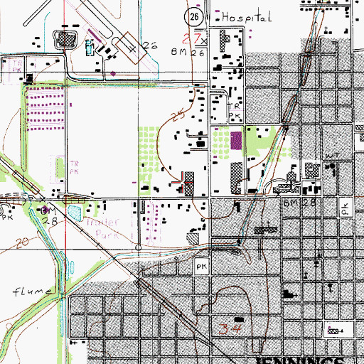 Topographic Map of Jennings Shopping Center, LA