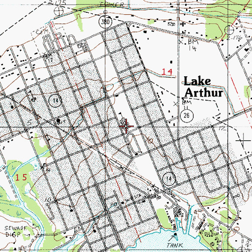 Topographic Map of Lake Arthur Elementary School, LA
