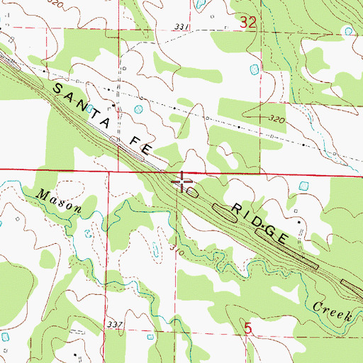 Topographic Map of Santa Fe Ridge, AR