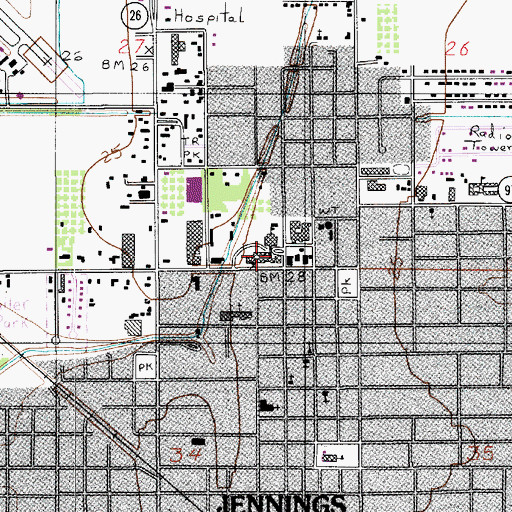 Topographic Map of Northside Junior High School (historical), LA