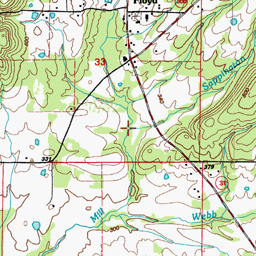 Topographic Map of Sappington Branch, AR