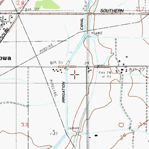 Topographic Map of Southeast Iowa Gas Field, LA