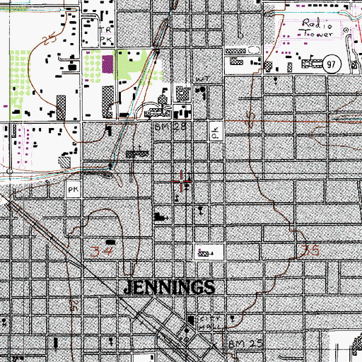 Topographic Map of Trinity United Methodist Church, LA