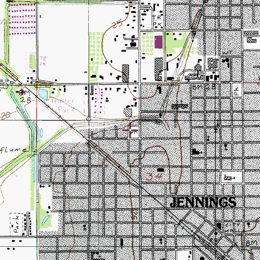 Topographic Map of War Memorial Park, LA