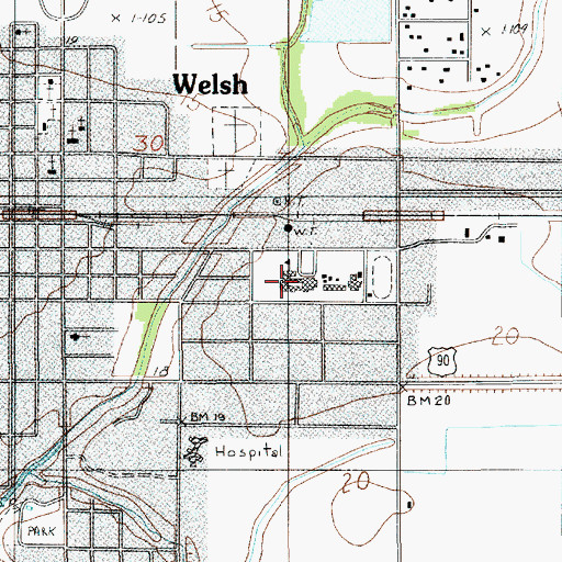 Topographic Map of Welsh Elementary School, LA