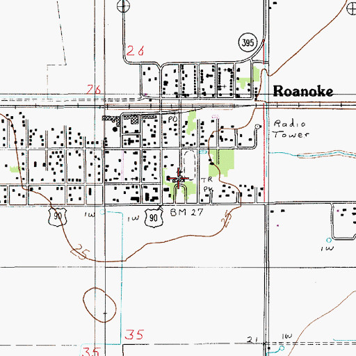 Topographic Map of Welsh Roanoke Junior High School, LA