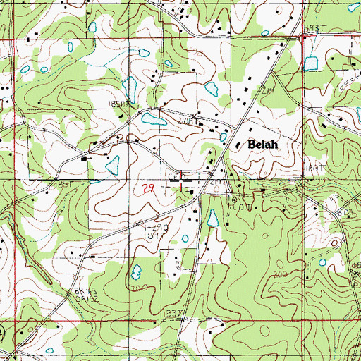 Topographic Map of Belah Cemetery, LA