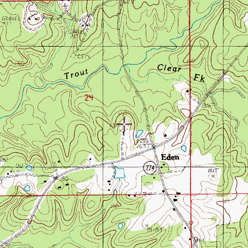 Topographic Map of Eden Cemetery, LA