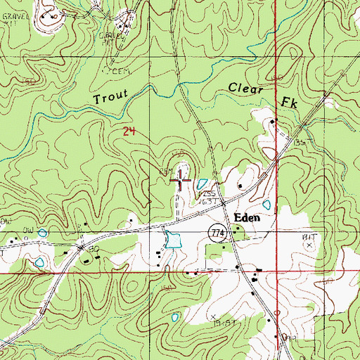 Topographic Map of Eden United Methodist Church, LA