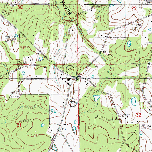 Topographic Map of Fellowship, LA