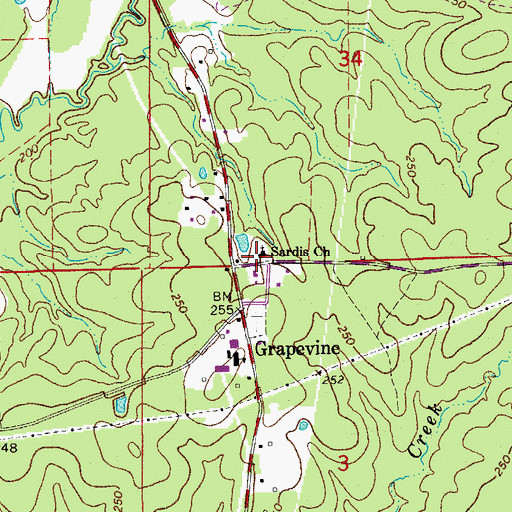 Topographic Map of Sardis Church, AR