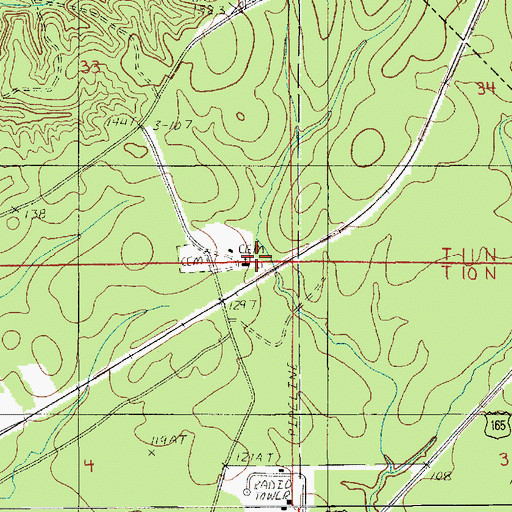 Topographic Map of Kees Cemetery, LA