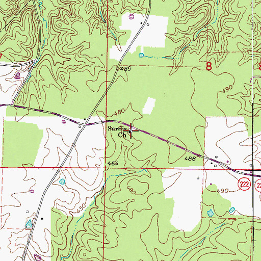 Topographic Map of Sardis Church, AR