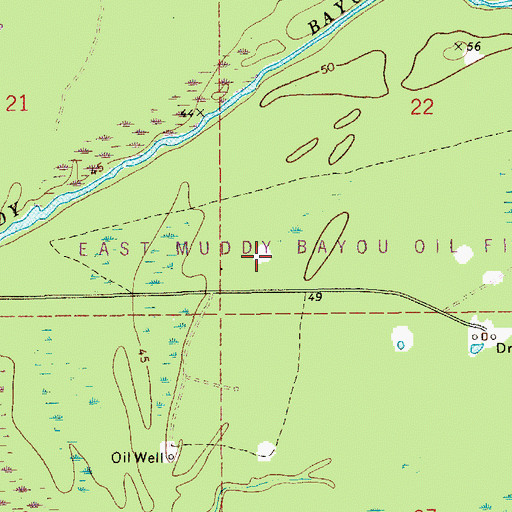 Topographic Map of Muddy Bayou Oil Field, LA