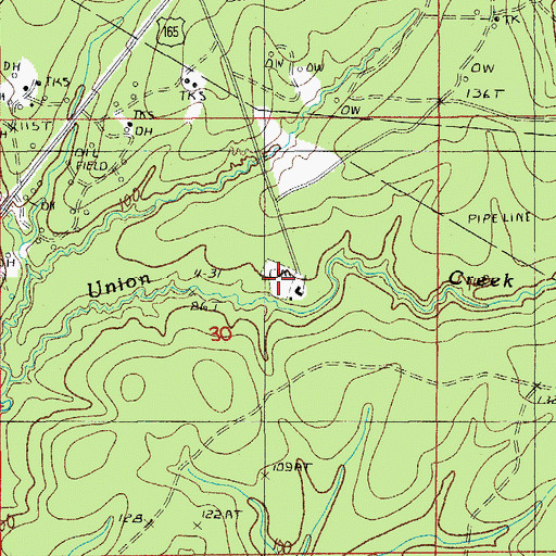 Topographic Map of New Union Cemetery, LA