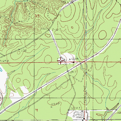 Topographic Map of Pinehill Cemetery, LA