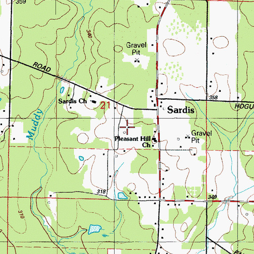 Topographic Map of Sardis School, AR