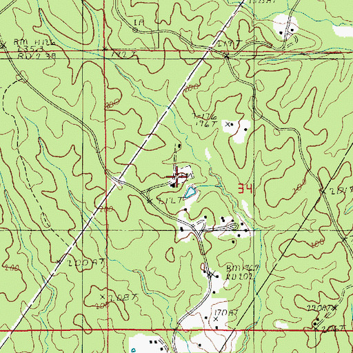 Topographic Map of Pleasant Hill Cemetery, LA