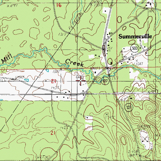 Topographic Map of Summerville Cemetery, LA