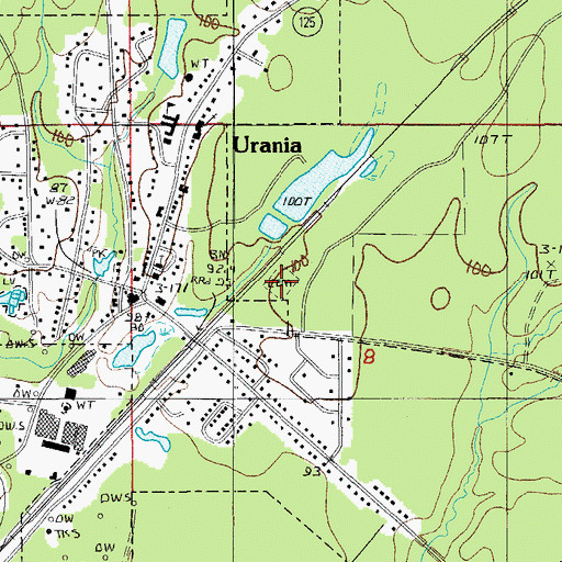 Topographic Map of Urania Cemetery, LA