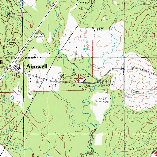 Topographic Map of Aimwell Cemetery, LA
