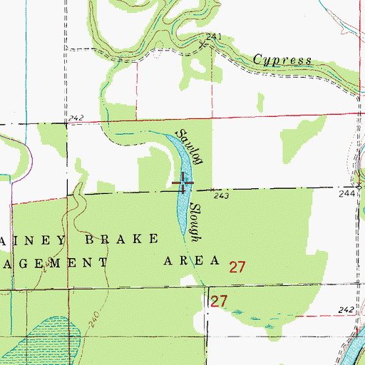 Topographic Map of Sawlog Slough, AR