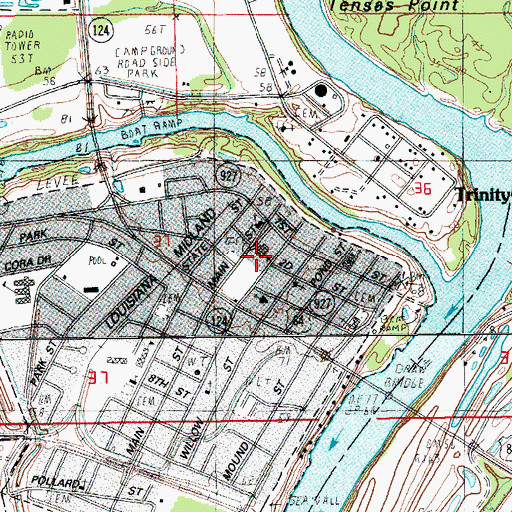 Topographic Map of Block High School, LA