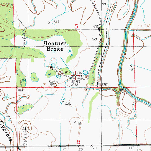 Topographic Map of Boltners Brake Oil Field, LA