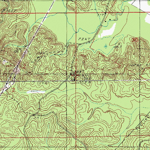 Topographic Map of Catahoula Cemetery, LA