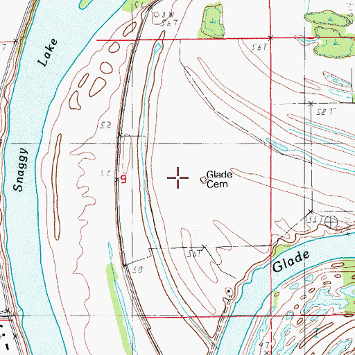 Topographic Map of Glade Plantation (historical), LA