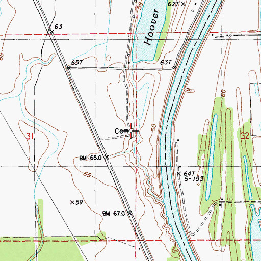 Topographic Map of Greenville Cemetery, LA