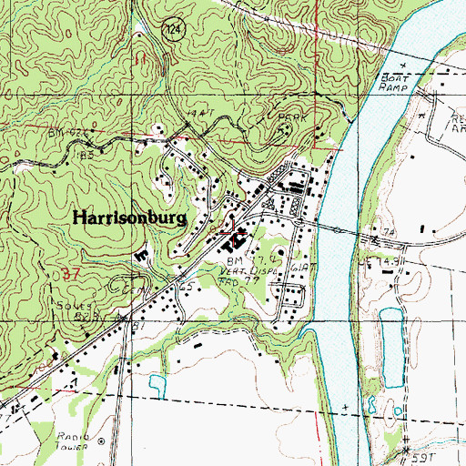 Topographic Map of Harrisonburg Elementary School, LA