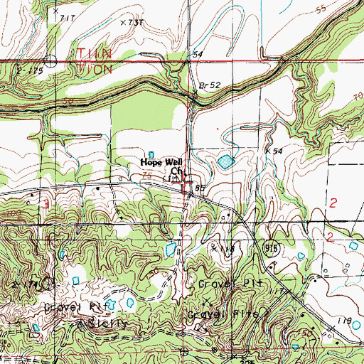 Topographic Map of Hope Will Cemetery, LA