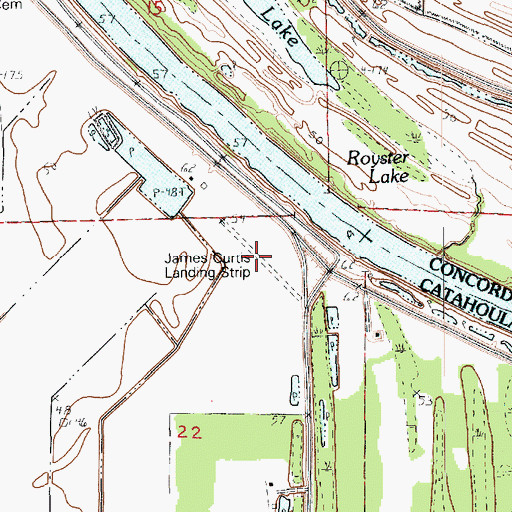 Topographic Map of James Curtis Landing Strip, LA