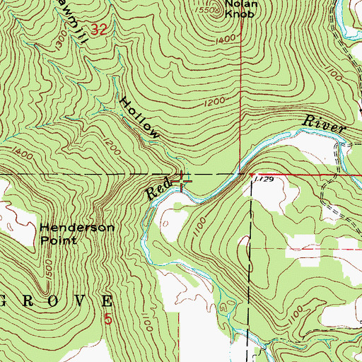 Topographic Map of Sawmill Hollow, AR