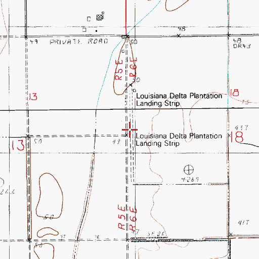 Topographic Map of Louisiana Delta Plantation Landing Strip, LA