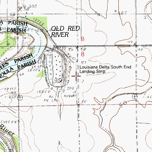 Topographic Map of Louisiana Delta South End Landing Strip, LA