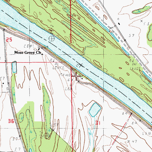 Topographic Map of Moss Grove Plantaton (historical), LA