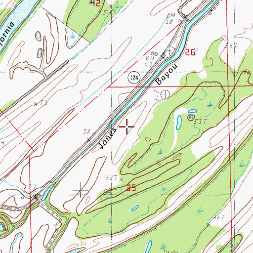 Topographic Map of North Willow Lake Oil Field, LA