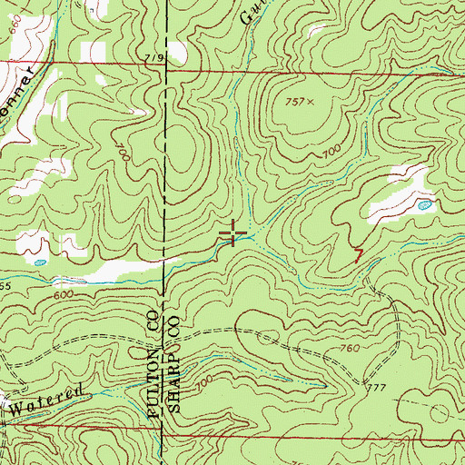 Topographic Map of Sawmill Hollow, AR