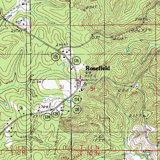 Topographic Map of Rosefield Cemetery, LA