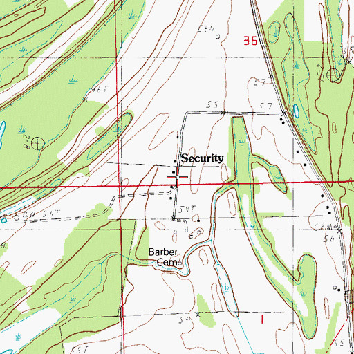 Topographic Map of Security Plantation (historical), LA