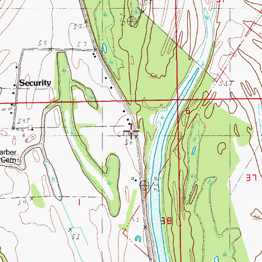 Topographic Map of Security Plantation Cemetery, LA