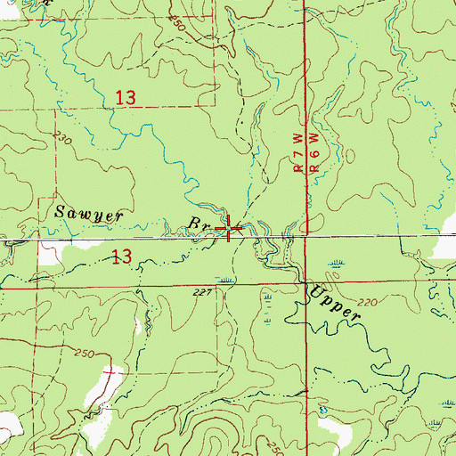 Topographic Map of Sawyer Branch, AR