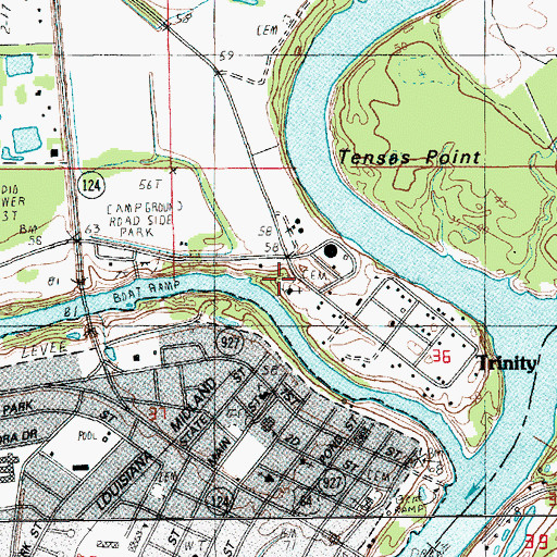 Topographic Map of Trinity Cemetery, LA