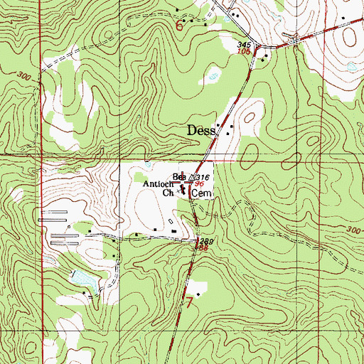 Topographic Map of Antioch School (historical), LA
